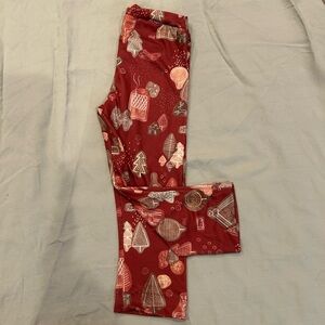 Kids' Festive Red Leggings with Fun Patterns